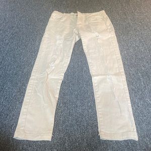 distressed khaki jeans